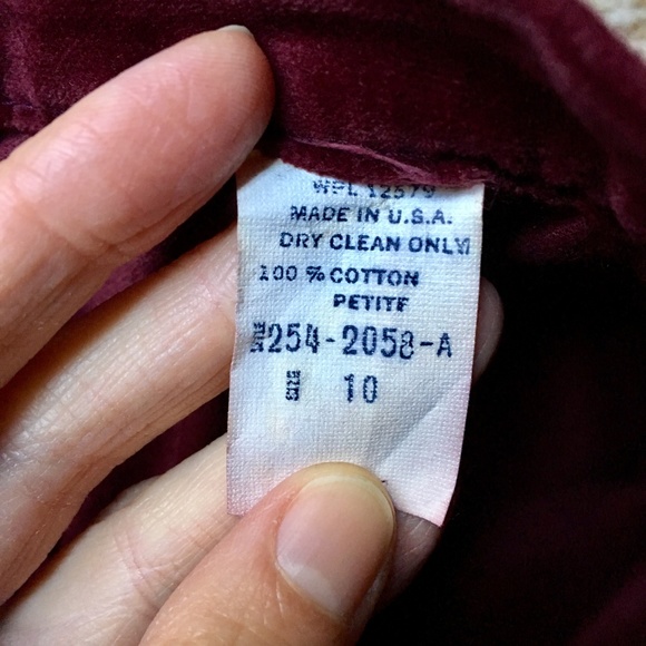 {Vintage} Midi Crushed Velvet Dark Cranberry Skirt - Picture 5 of 8